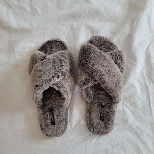 Brown fuzzy slippers never worn